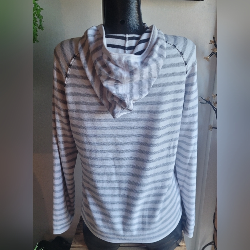 Jack and Jones Knit White and Blue Striped Hoodie S - Picture 6 of 6